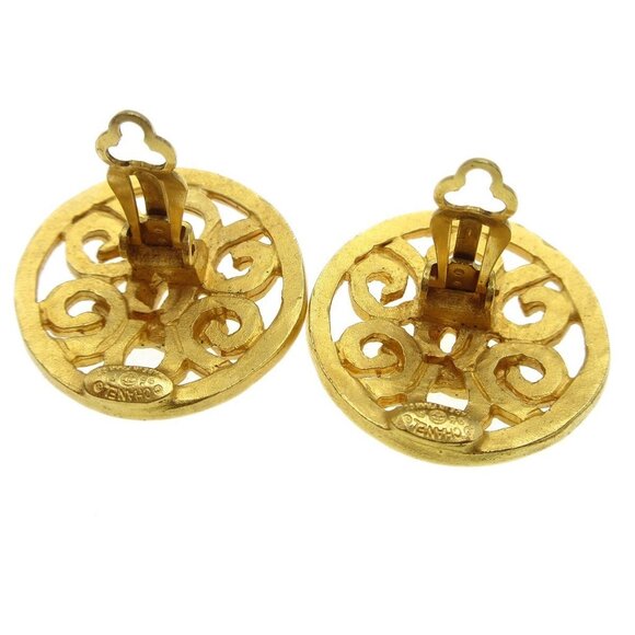 Chanel Button Earrings Gold Clip-On 95P - Picture 6 of 6